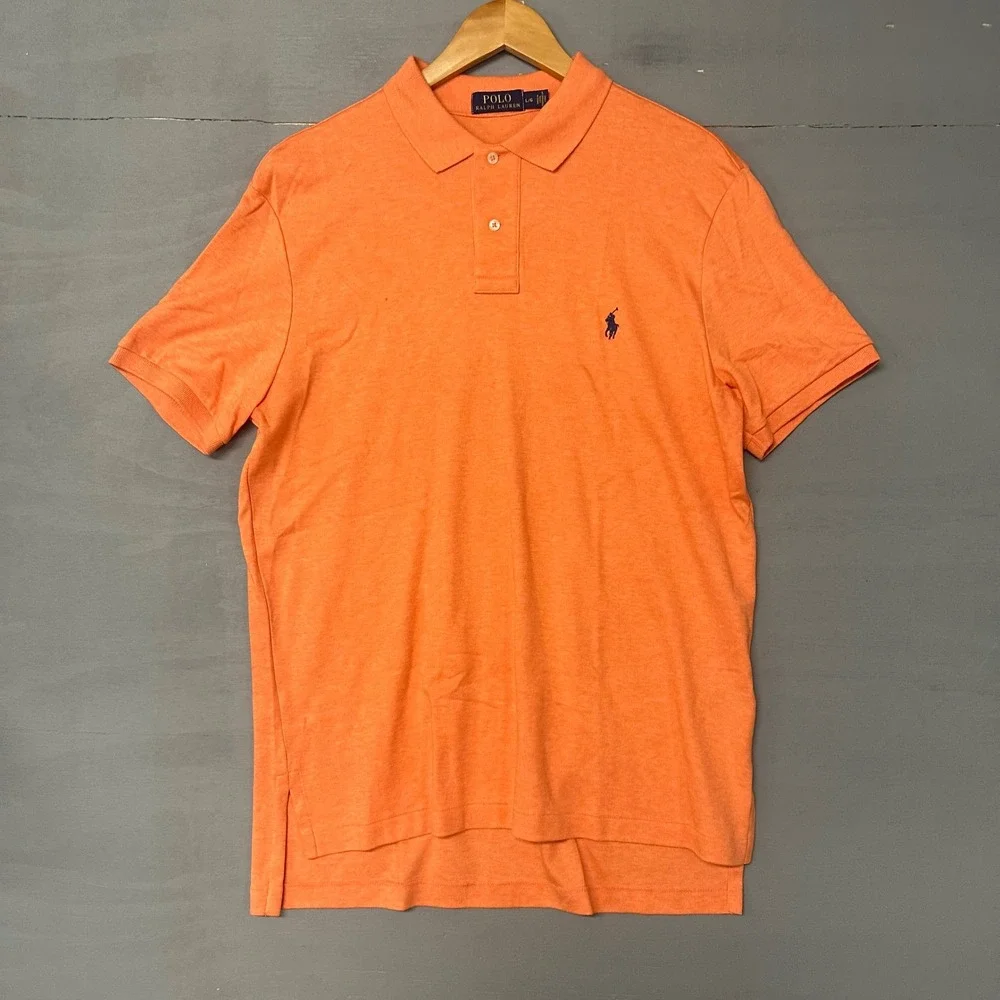Polo‎ Ralph Lauren Mens Orange Short Sleeve Classic Fit Mesh Polo Shirt Size L